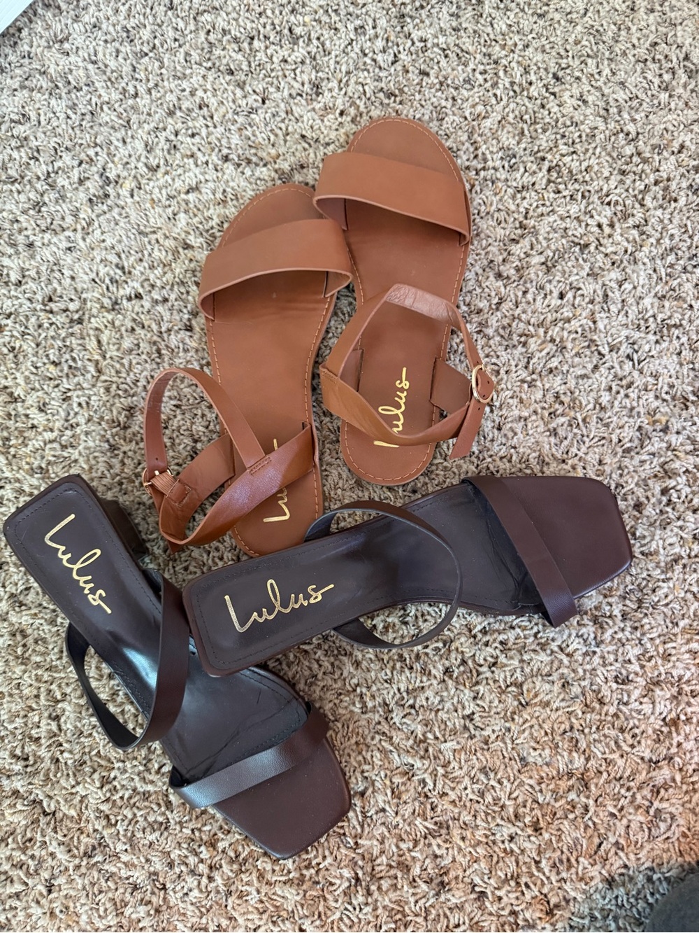 Lulu's Dual-Pair Women's Sandal Set in Brown and Dark Brown